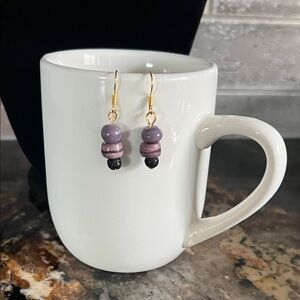 Artisan Purple and Black Beaded Earrings